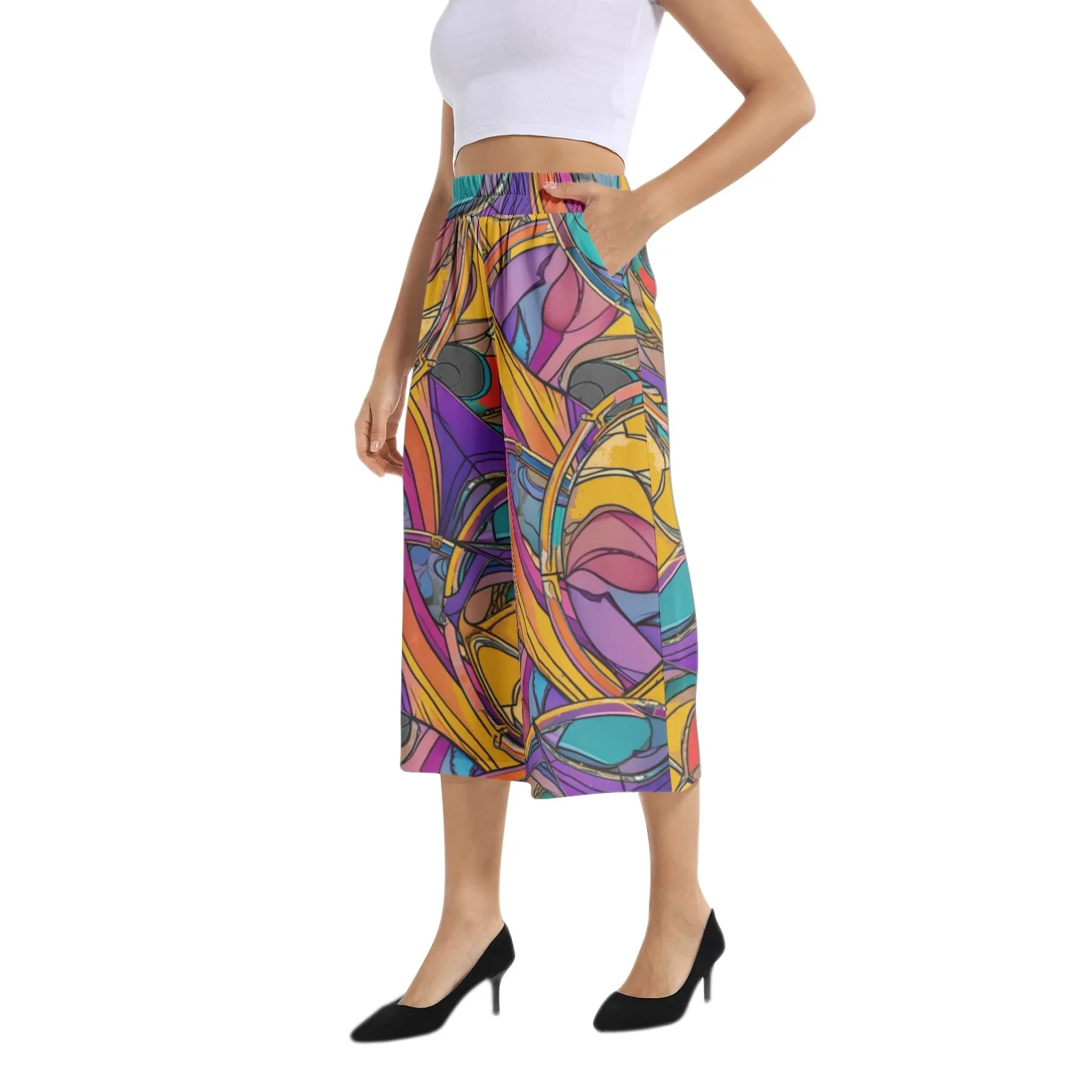 Abstract Urbania Elastic Waist Capris Wide Leg Pant