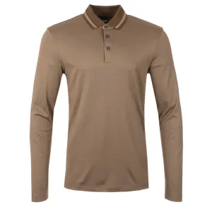 BOSS Pleins 23 LS Polo Shirt in Mushroom