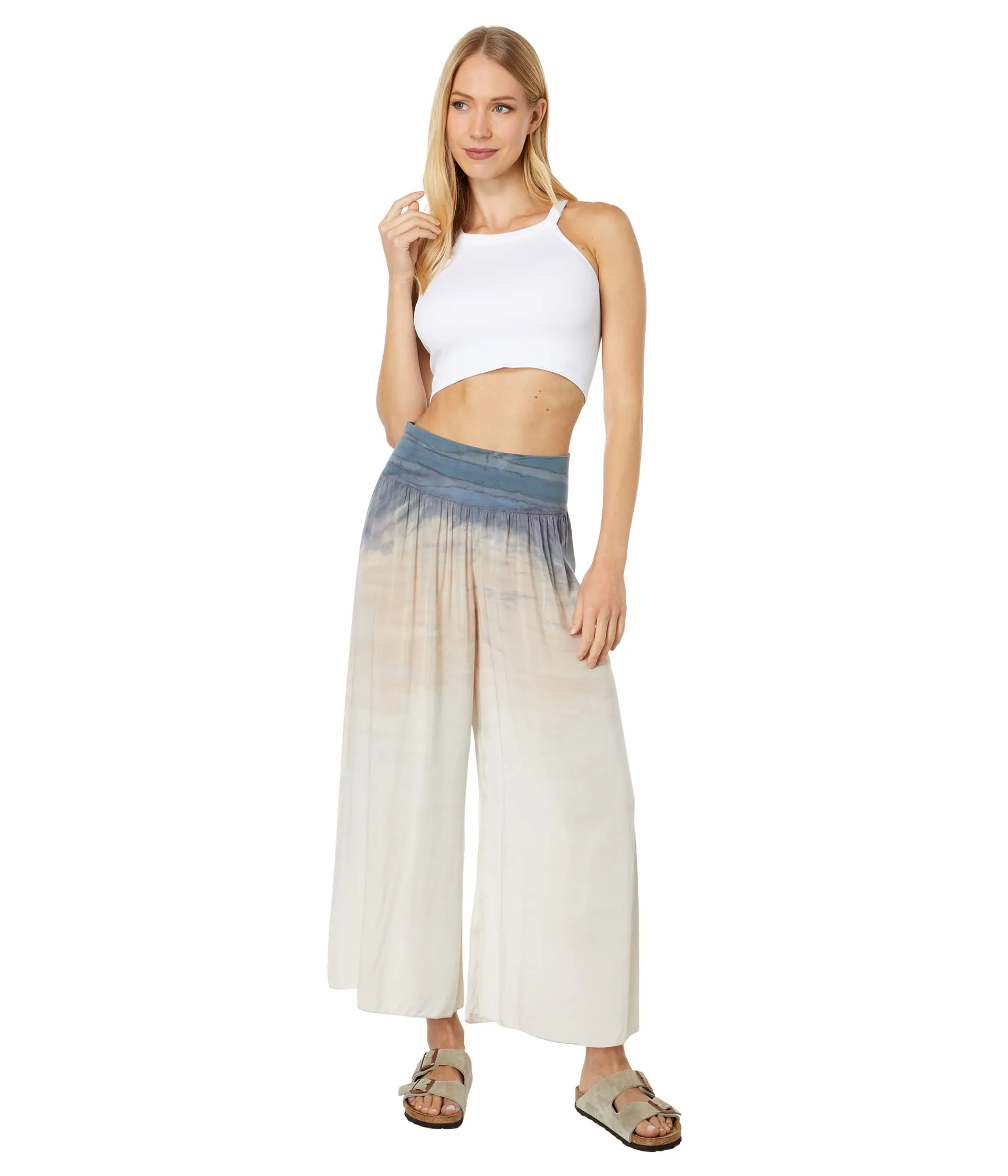 Capris Hard Tail, Flat Waist Boho Capris in Rayon Voile