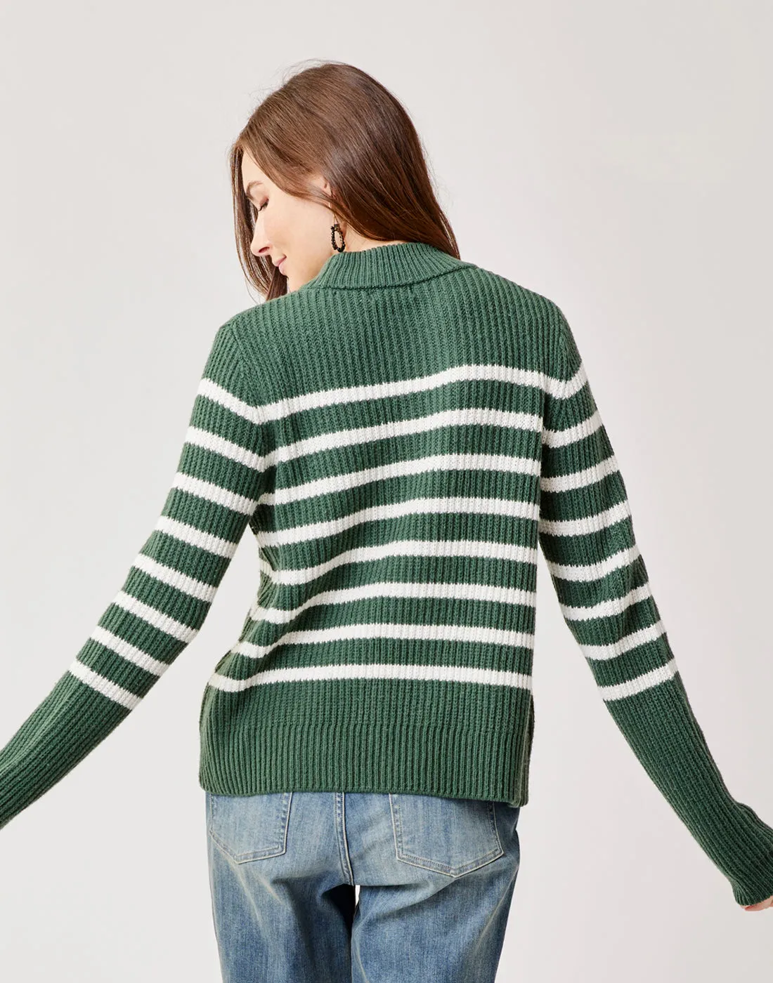 Cayden Crew Sweater: Cilantro Stripe