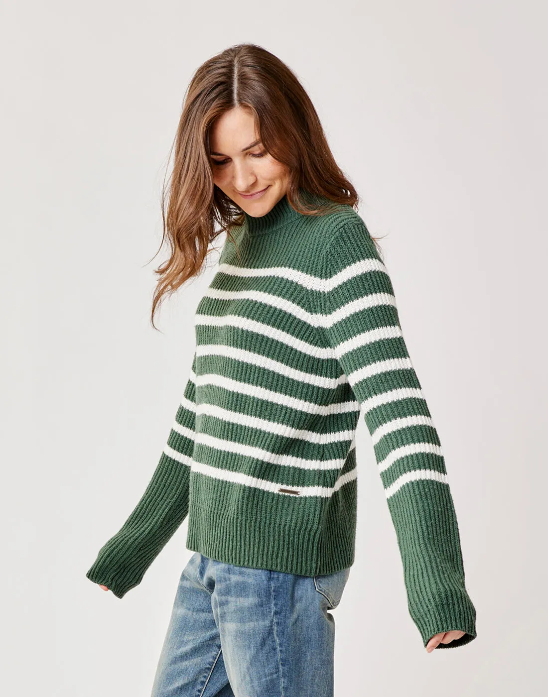 Cayden Crew Sweater: Cilantro Stripe