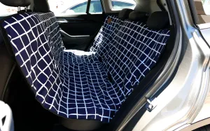 Dog Car Seat Cover - Navy Check