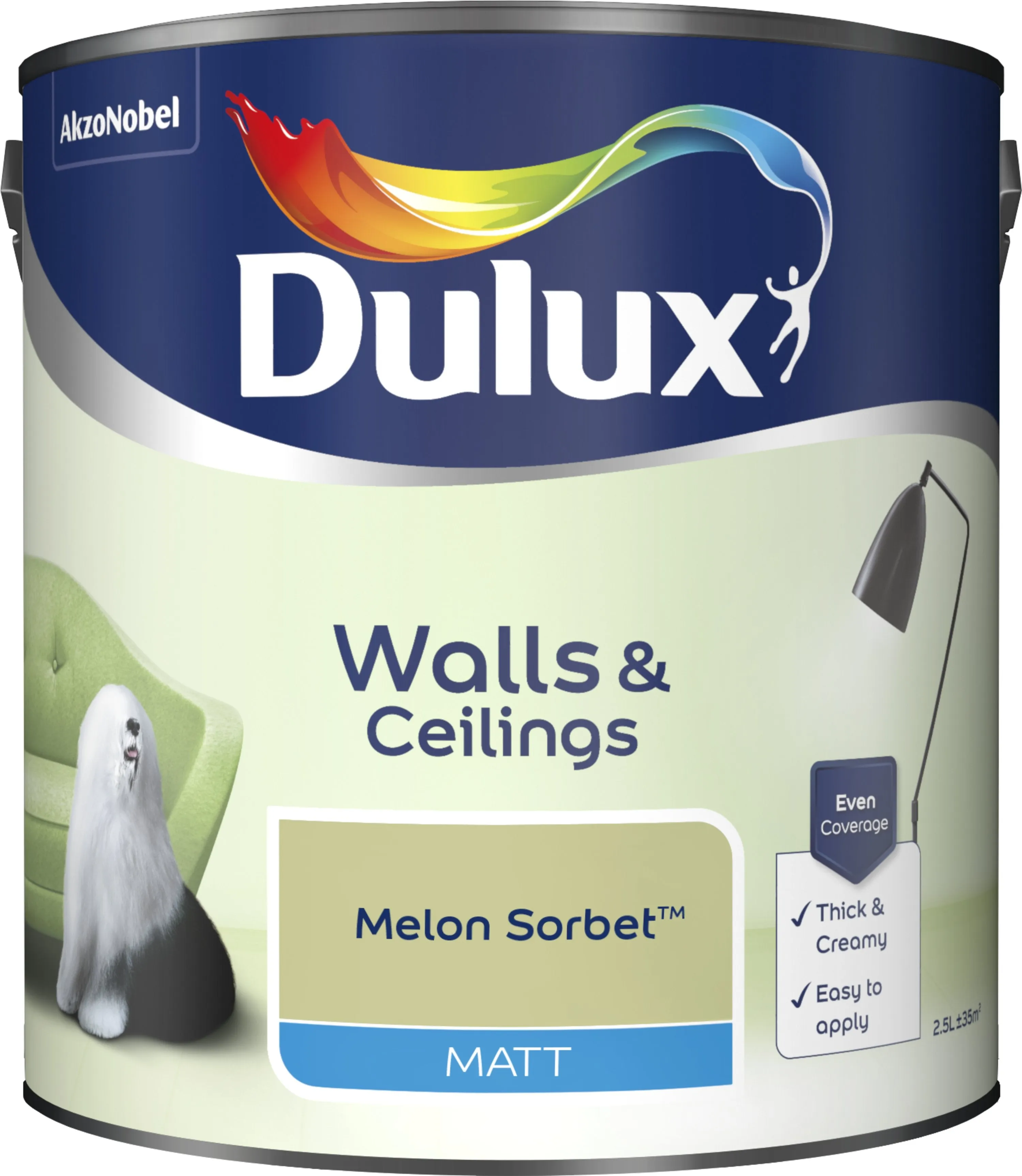 Dulux Matt Emulsion Paint For Walls And Ceilings - Melon Sorbet 2.5L