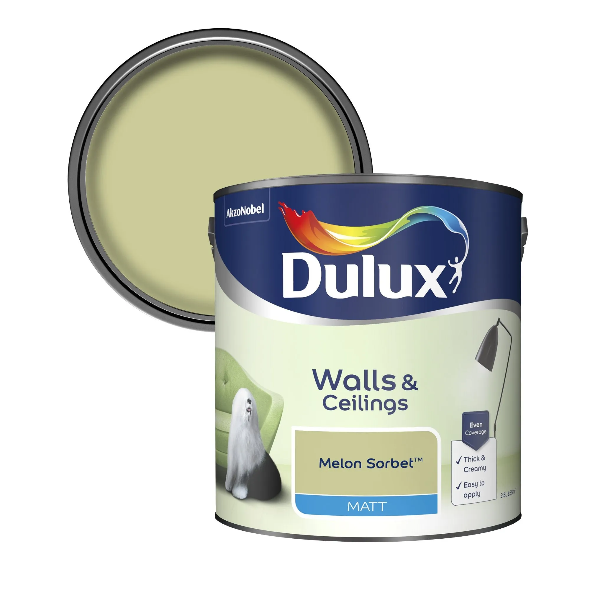 Dulux Matt Emulsion Paint For Walls And Ceilings - Melon Sorbet 2.5L