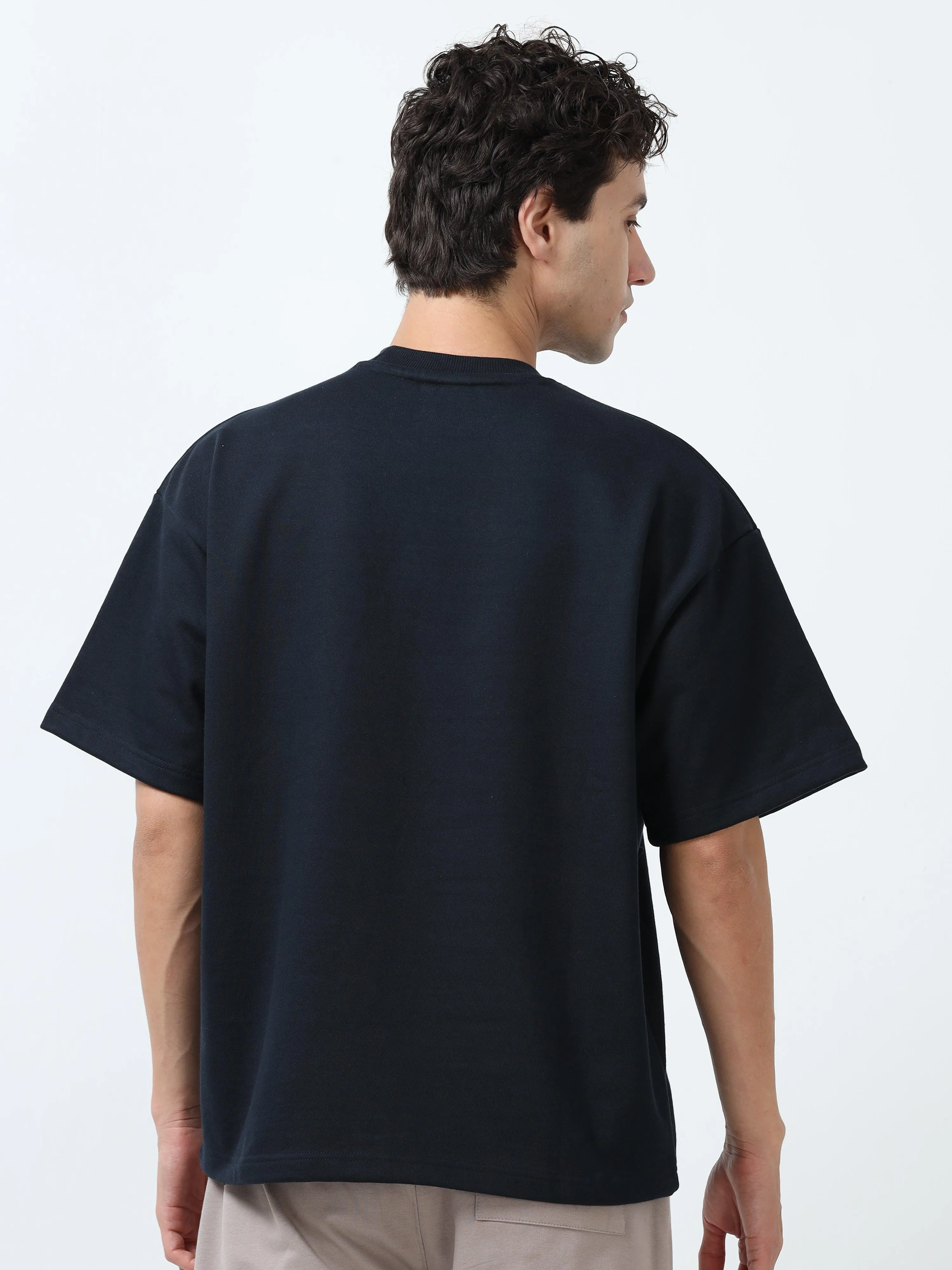 Elowen - Oversized Round neck T Shirt  - Navy