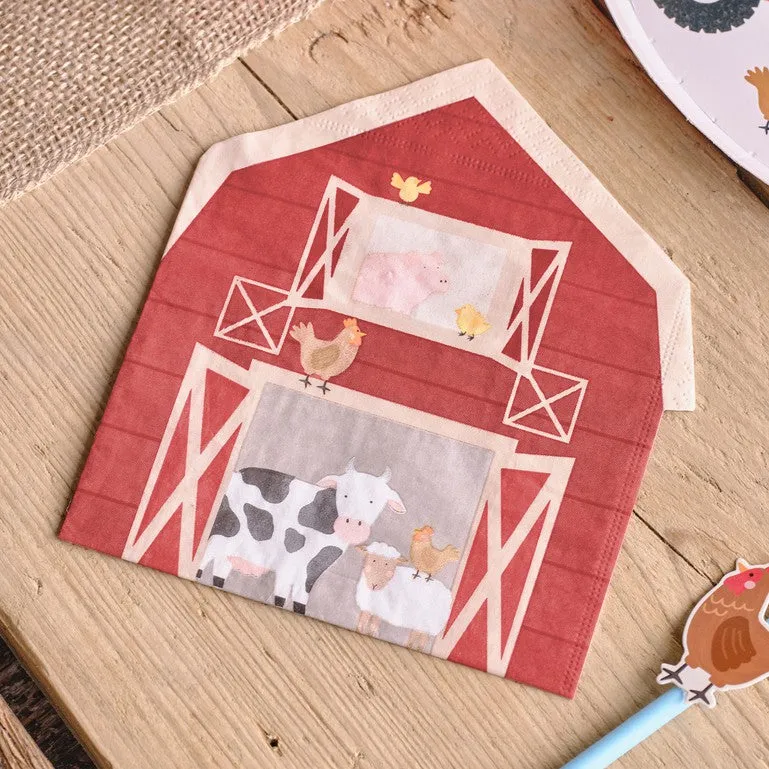 Farm Animal Party Barn Shaped Paper Napkins