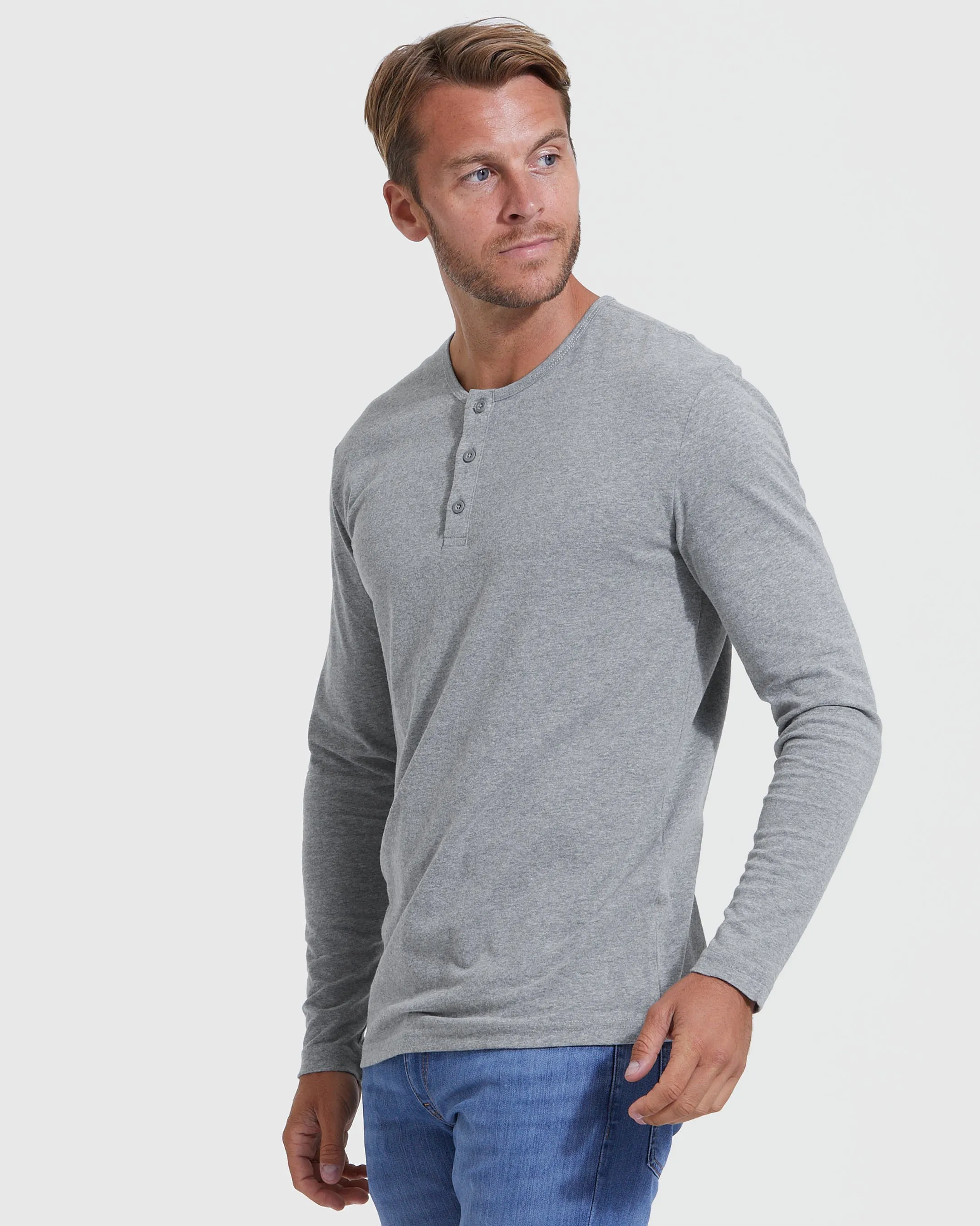 Heather Gray Long Sleeve Henley