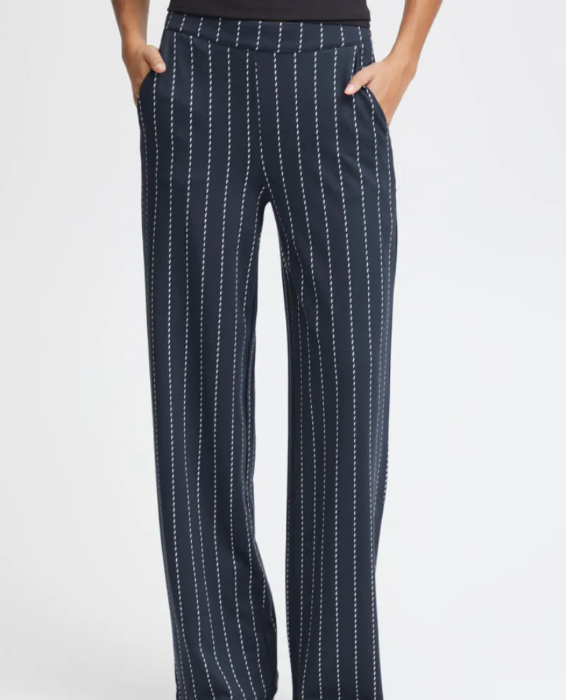 Ichi Ruti Navy Wide Leg Trousers