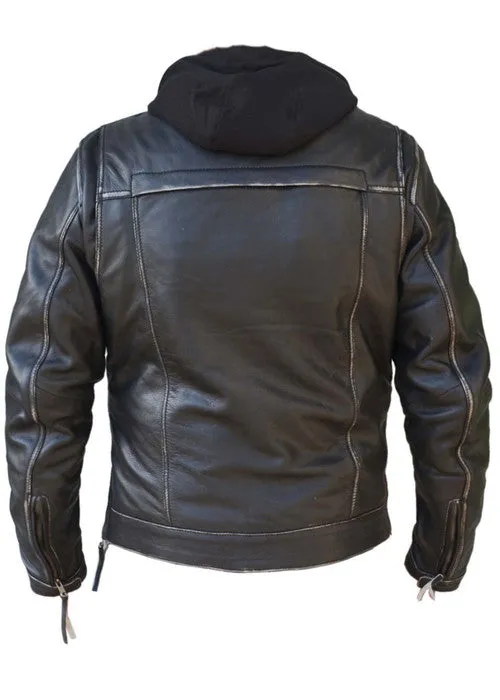 Men's Distressed Black Motorcycle Jacket 6905.agr