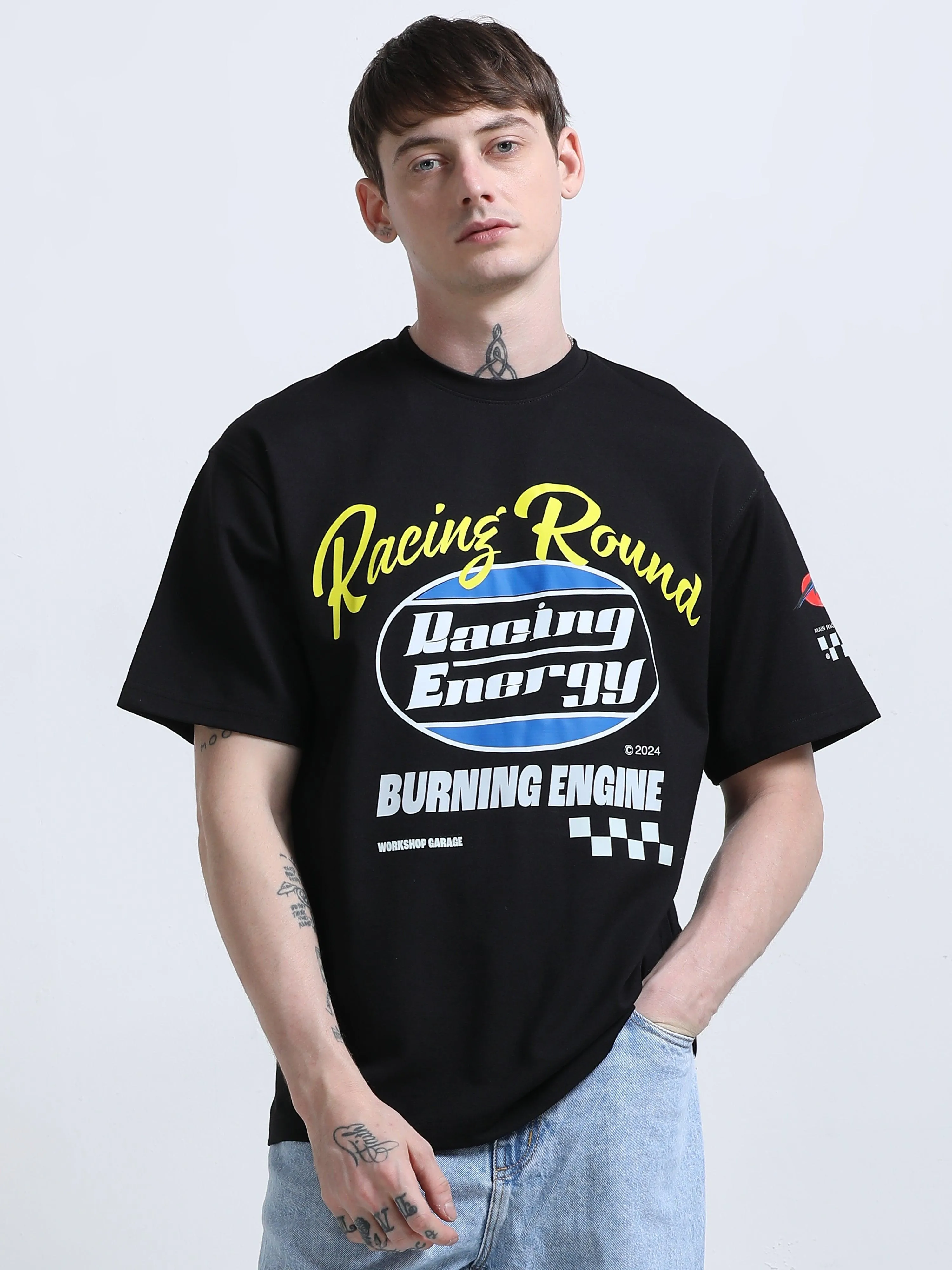 Racing Printed T-Shirt Black