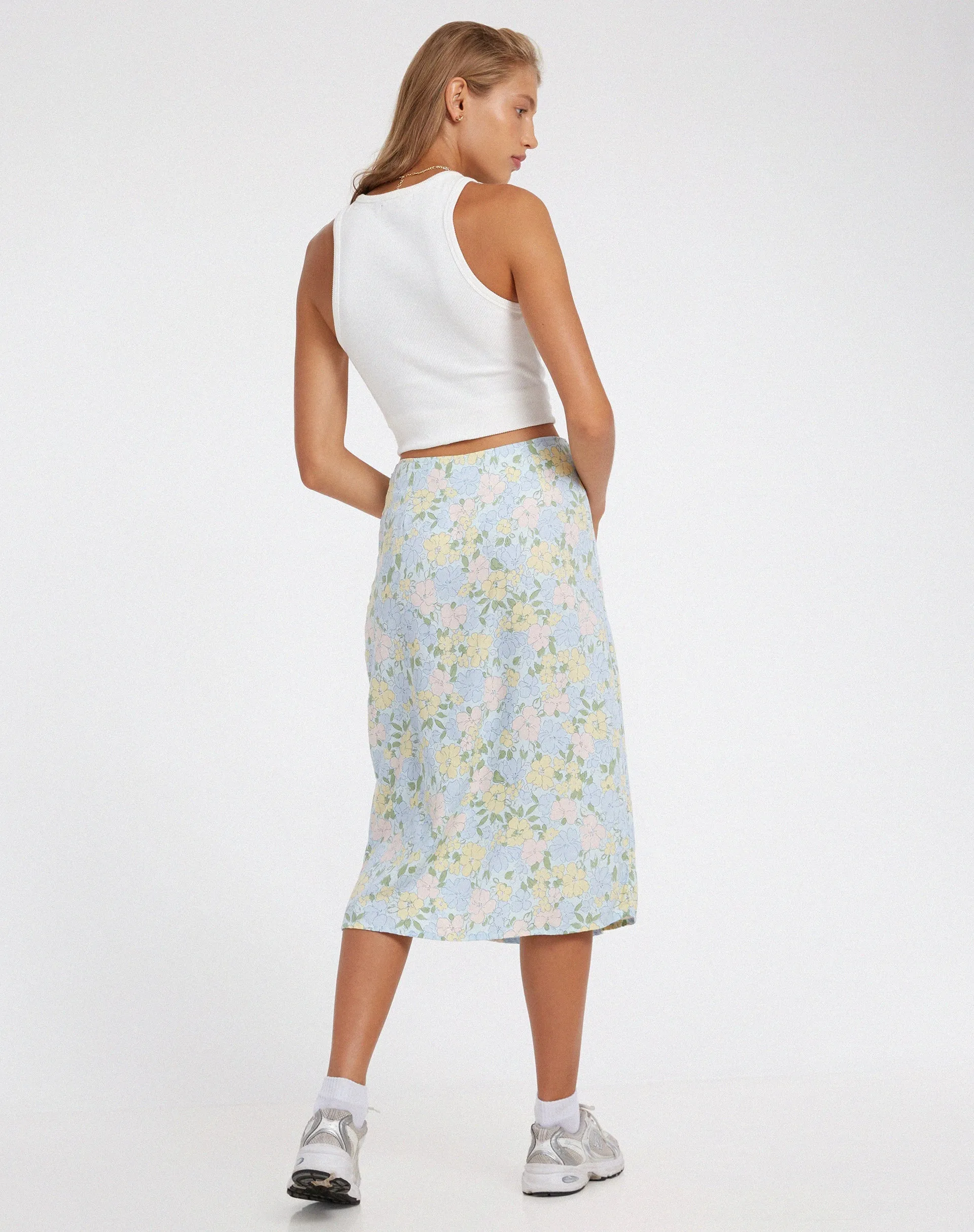 Seko Midi Skirt in Washed Out Pastel Floral