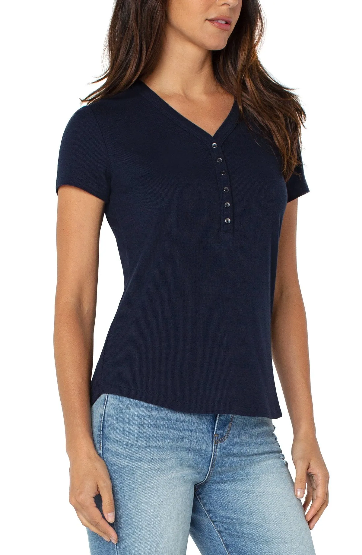 Short Sleeve Henley Tee - Dark Navy