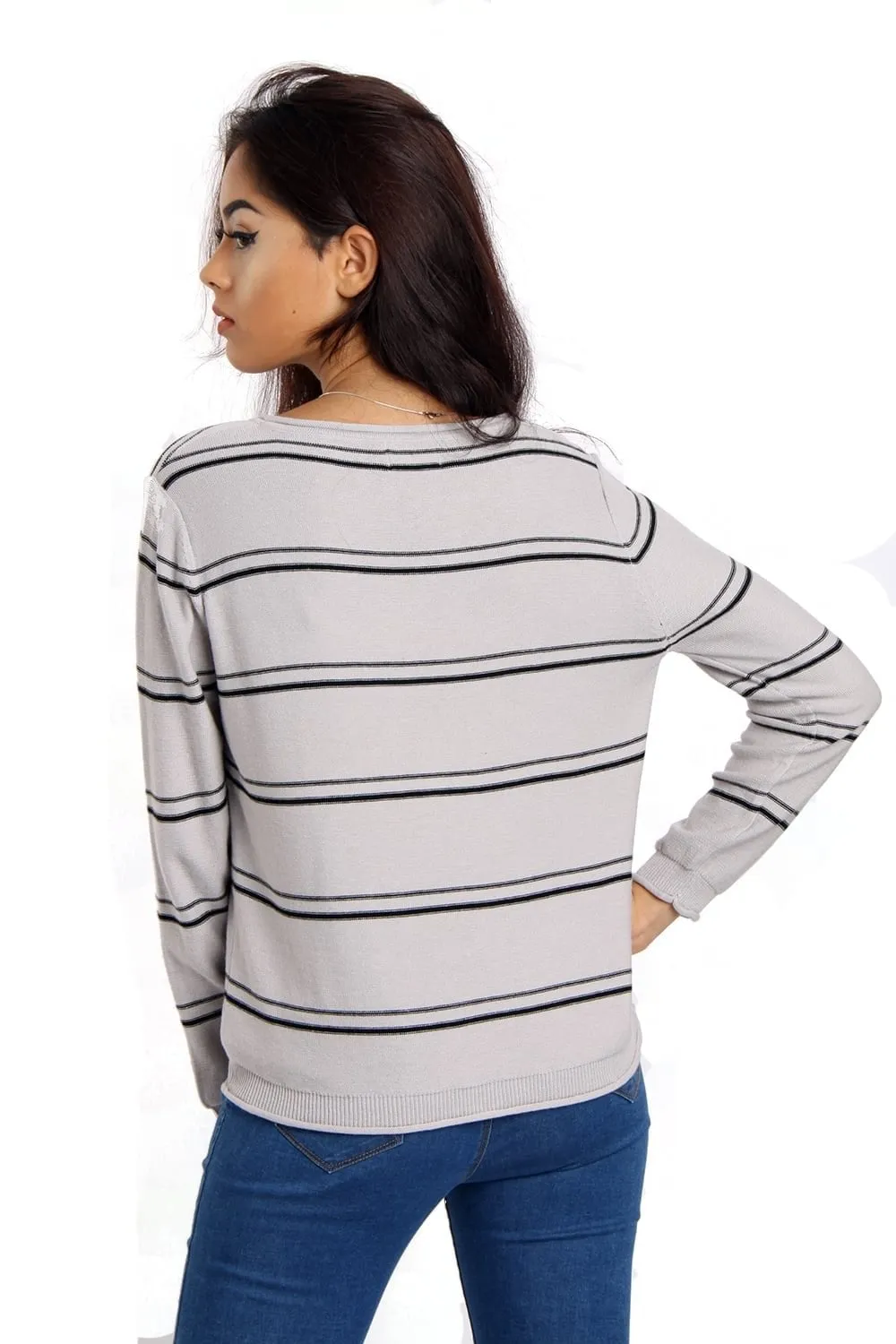 Stripe Knitted Round Neck Jumper