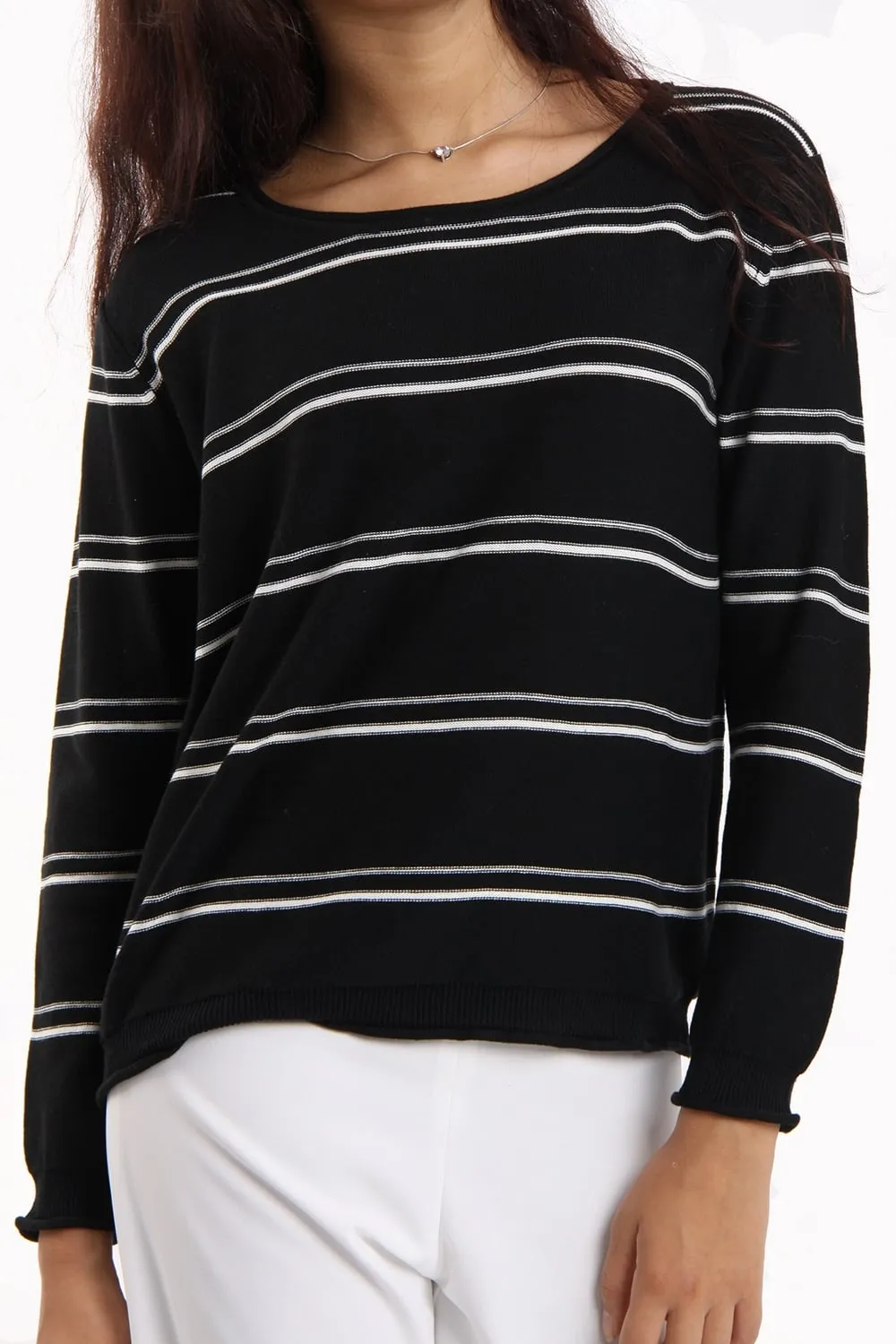 Stripe Knitted Round Neck Jumper