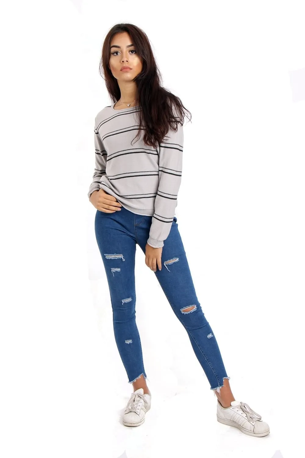 Stripe Knitted Round Neck Jumper