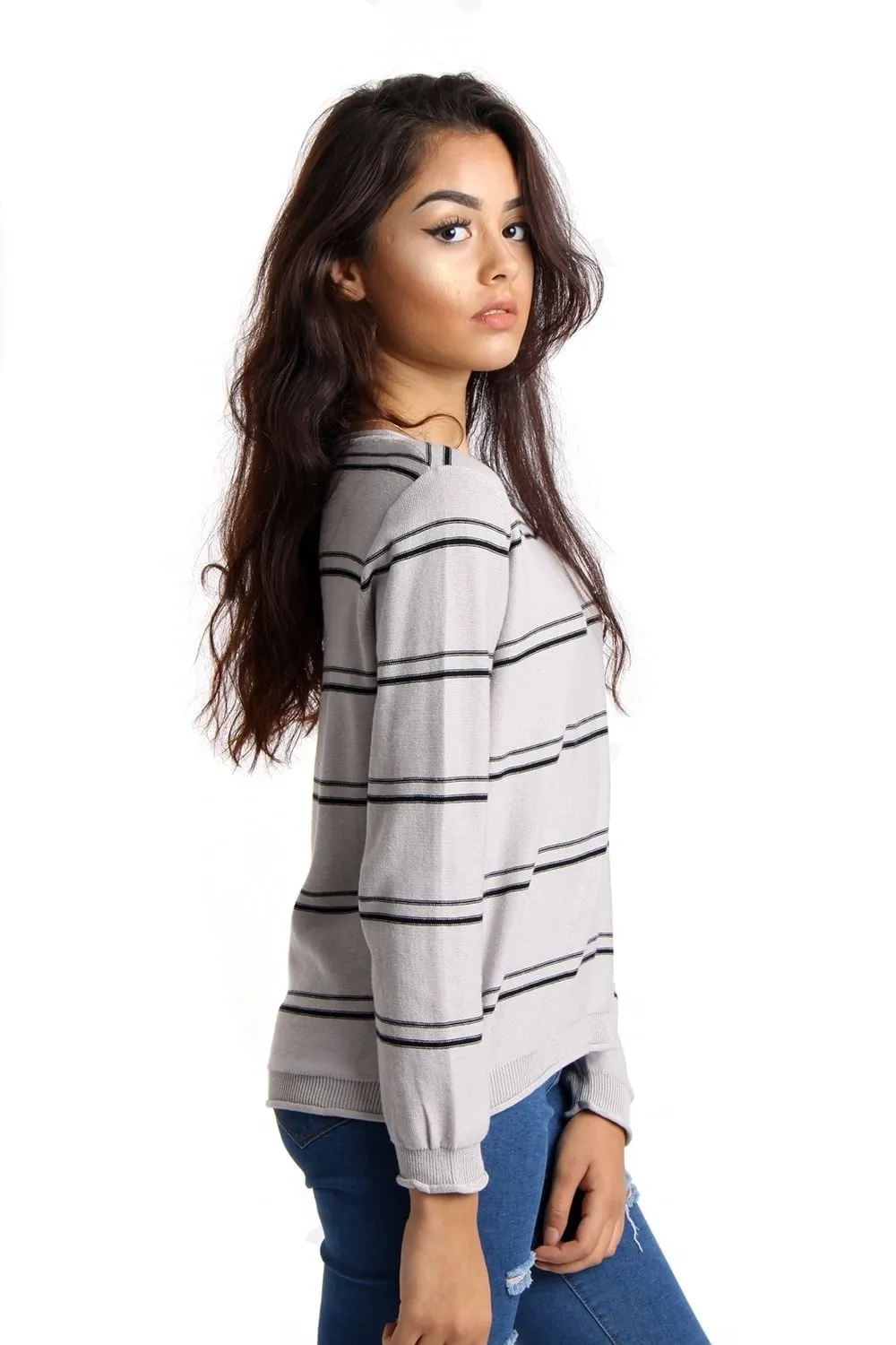 Stripe Knitted Round Neck Jumper