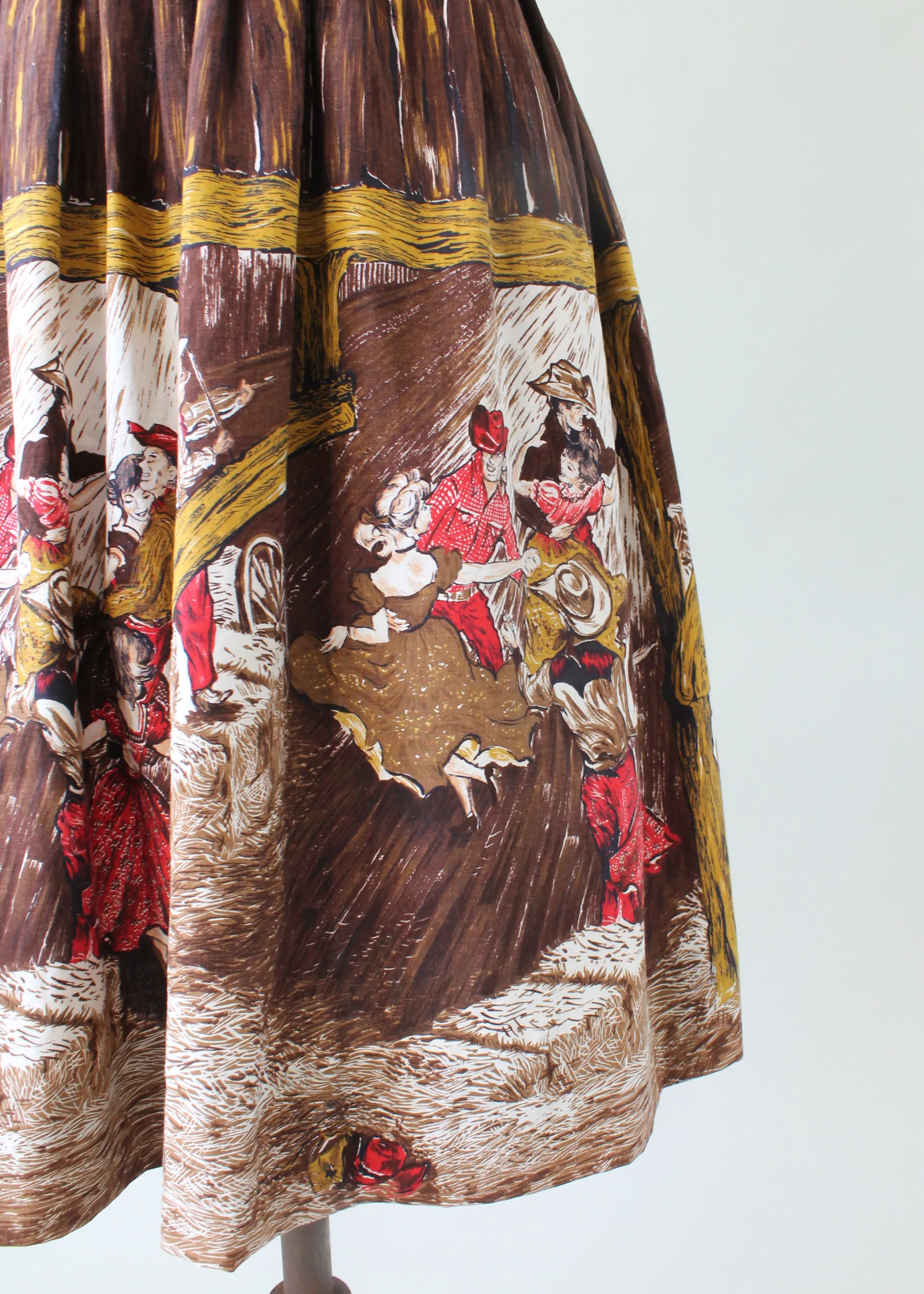 Vintage 1950s Novelty Western Print Skirt