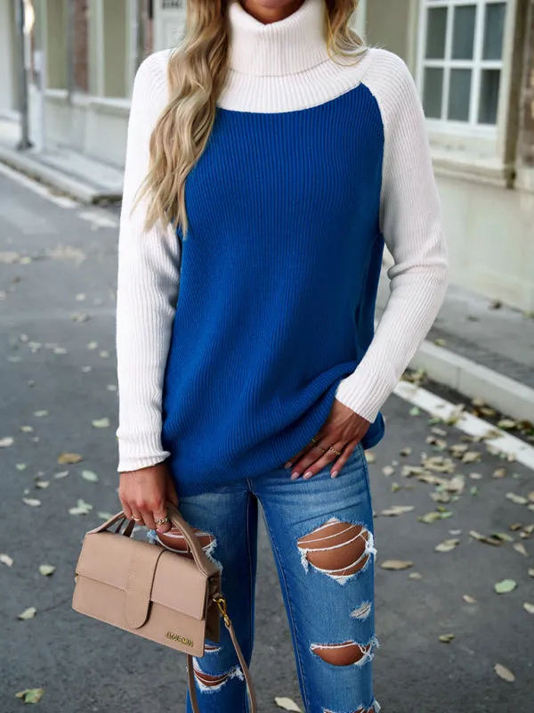 Women's Colour Contrast Turtleneck Jumper